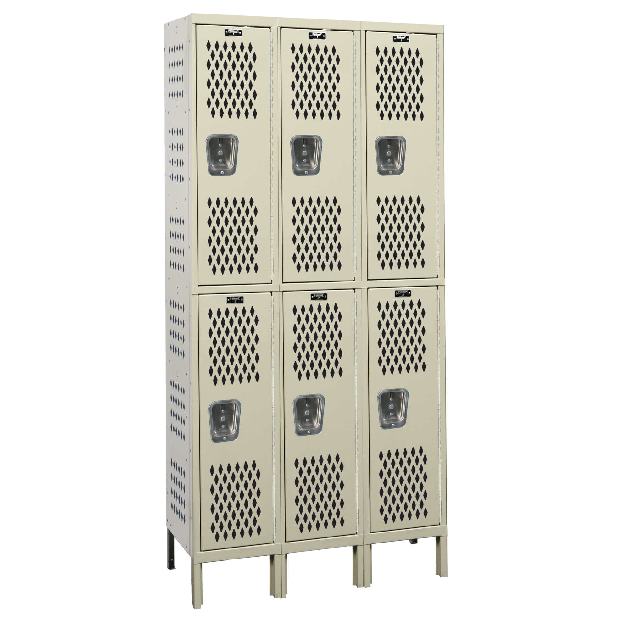Hallowell, Double Tier Heavy-Duty Ventilated Locker, Height 78 in, Width 45 in, Color Tan, Model# U3518-2HV-A-PT